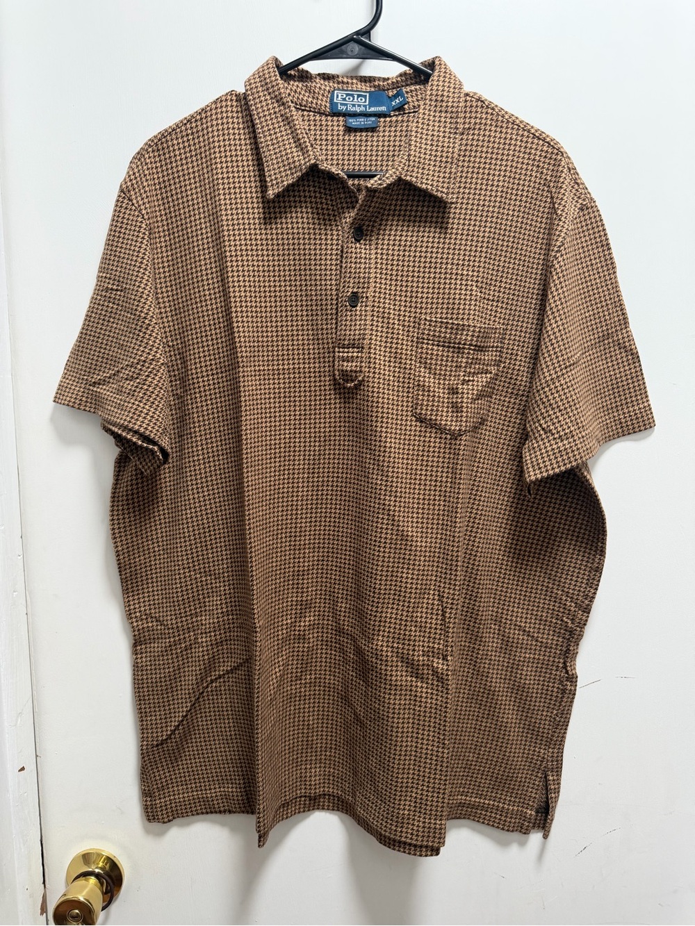 Polo Ralph Lauren Shirt Mens XXL Brown Houndstooth Pima Cotton Knit
